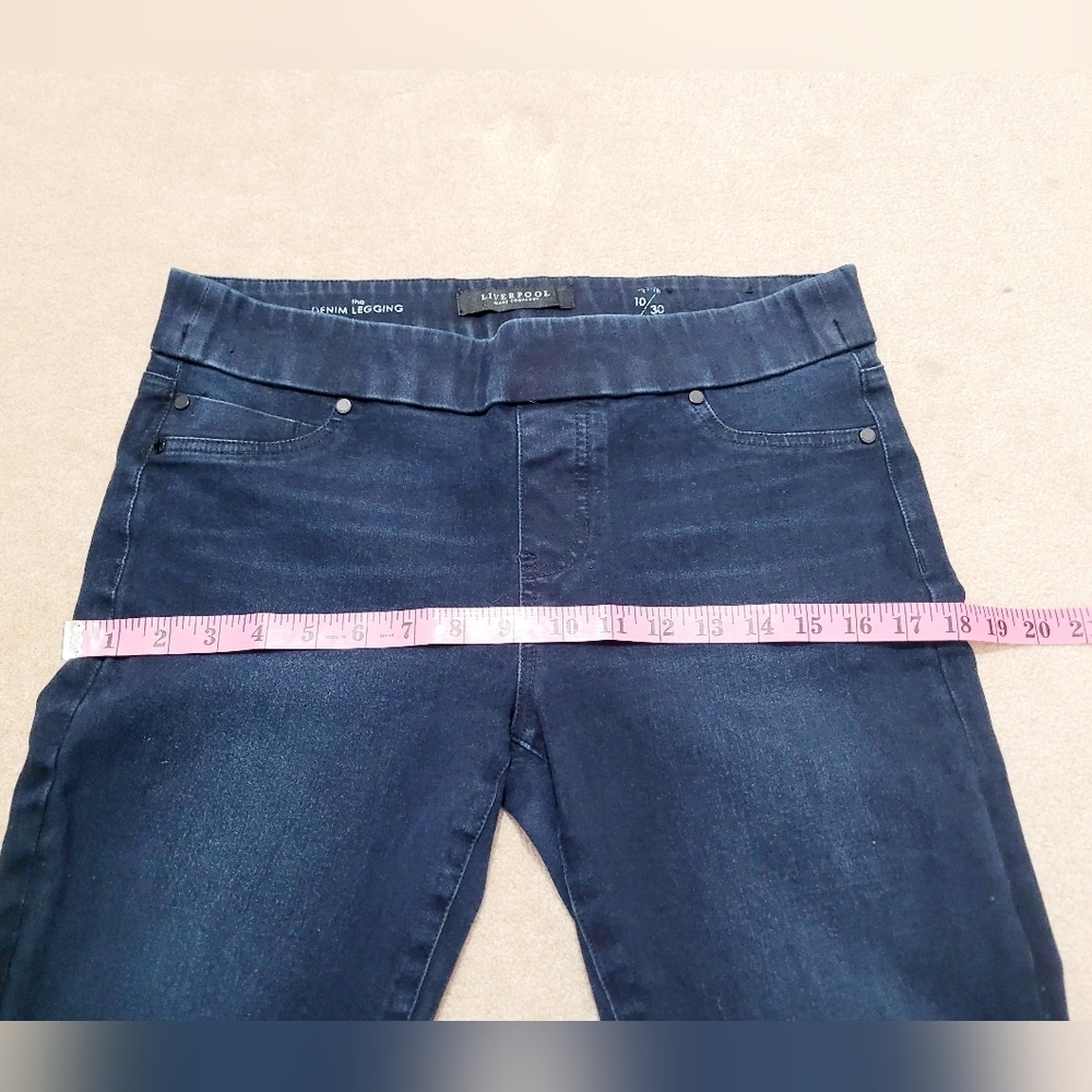 Liverpool Jeans Company Denim Legging Pull On Jeans Womens Size 10P Dark Wash - Picture 7 of 14